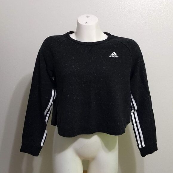 Adidas Heather Dk Gray Cropped Pullover Sweatshirt, Women's Size M, EUC! - Picture 1 of 11